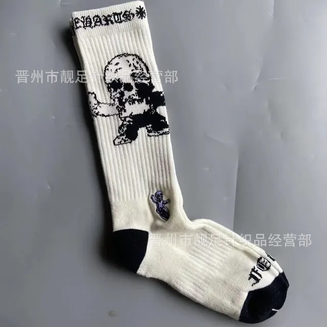 Skull Graphic Sock Ribbed Crew with Skull Print