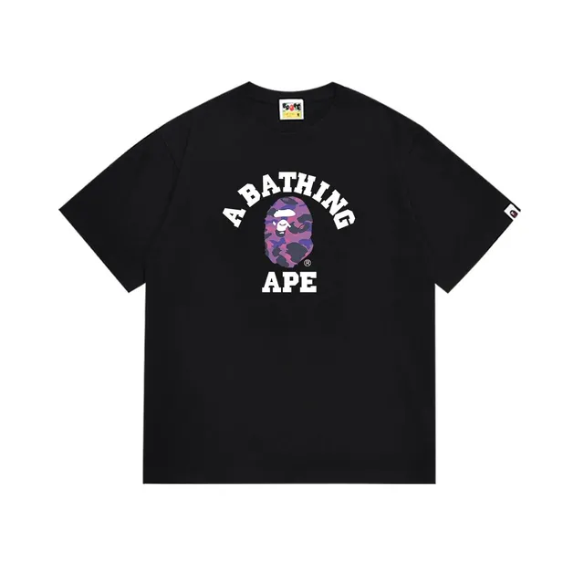 BAPE College Tee Purple Camo Ape Head