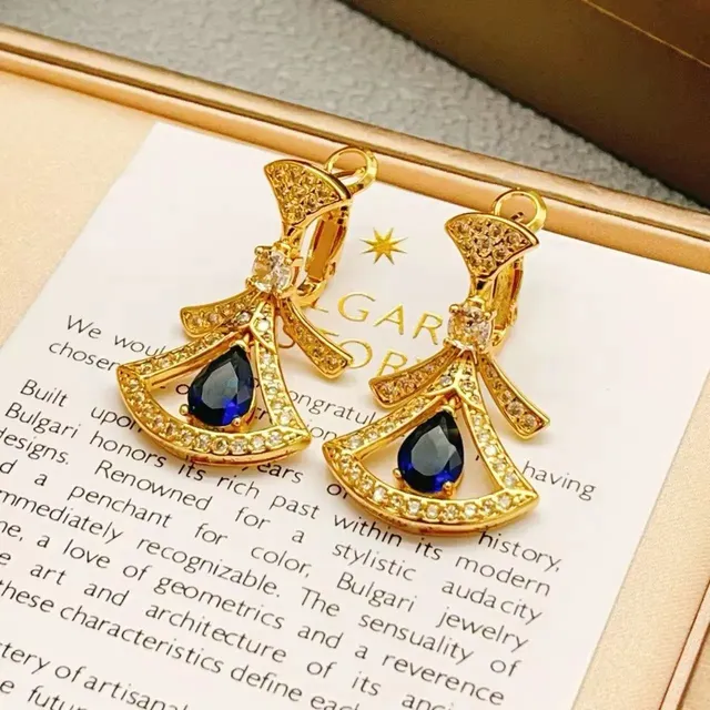 Bulgari Serpenti Earrings Pavé Diamond and Sapphire