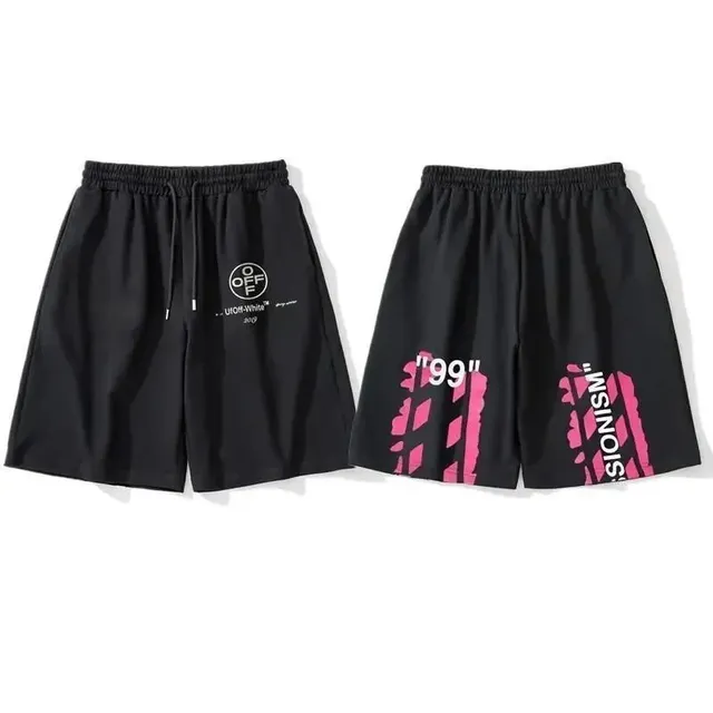 Off-White Logo Shorts Black with Pink Print
