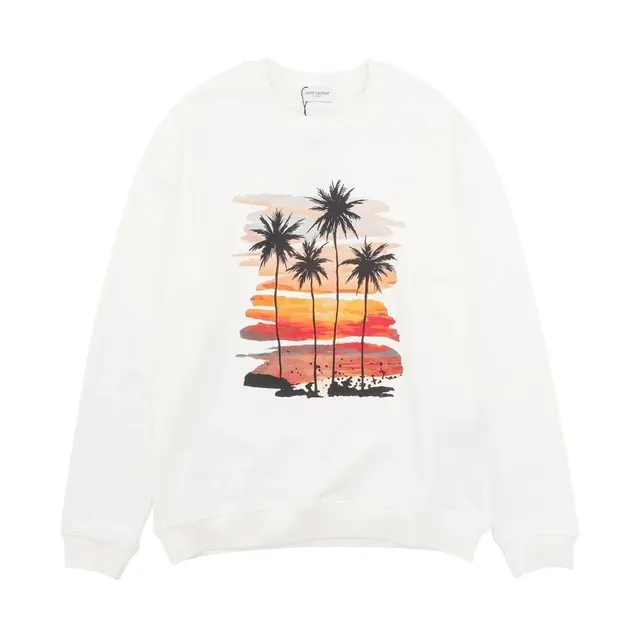 Saint Laurent Crewneck Sweatshirt Palm Tree Sunset Print