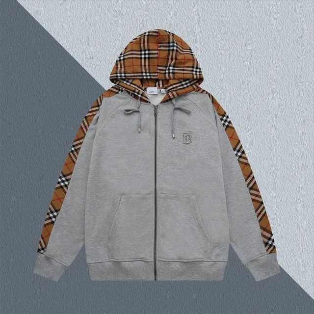 Burberry Zip-Up Hoodie Checkered Sleeve