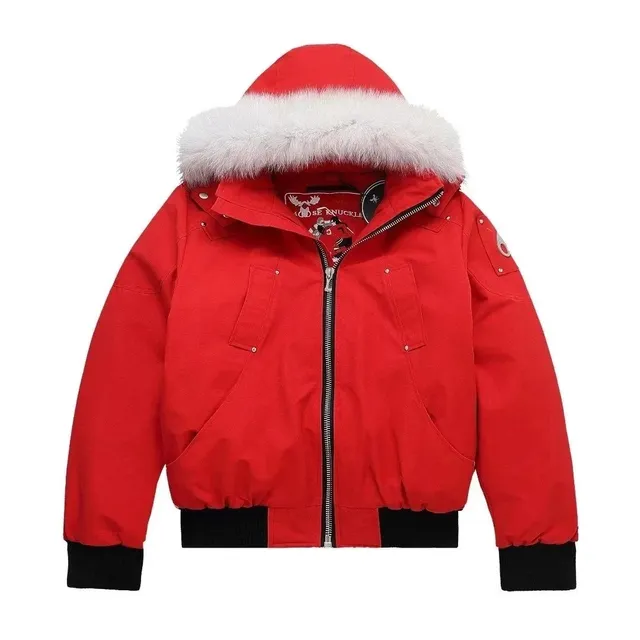 Moose Knuckles Parka Red with Fur Trim