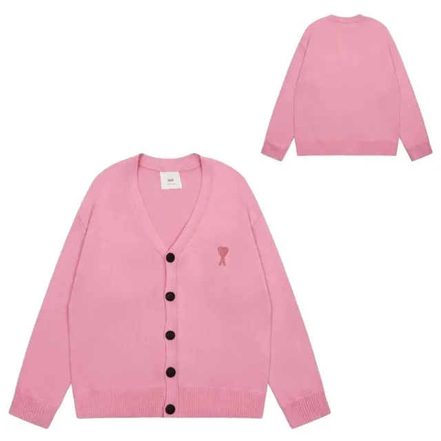 AMI Paris V-Neck Cardigan Heart Logo
