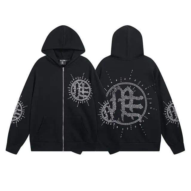 Gallery Dept. Zip-Up Hoodie Crystal Embellished