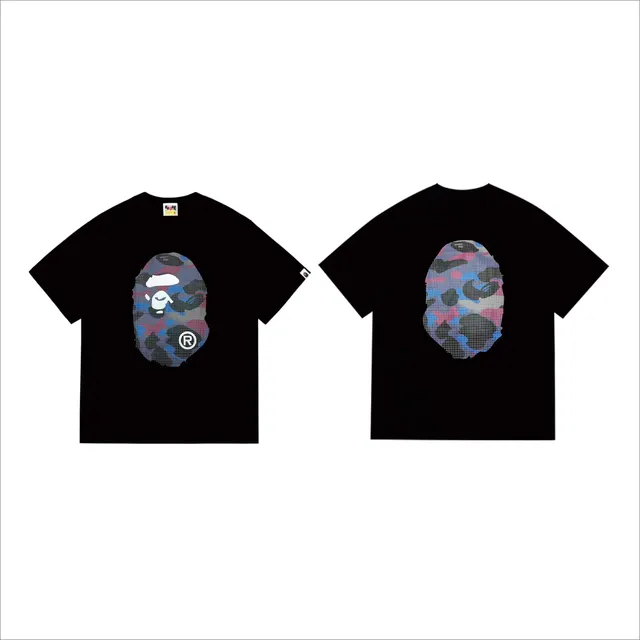 BAPE Shark Tee Camouflage Grid Ape Head