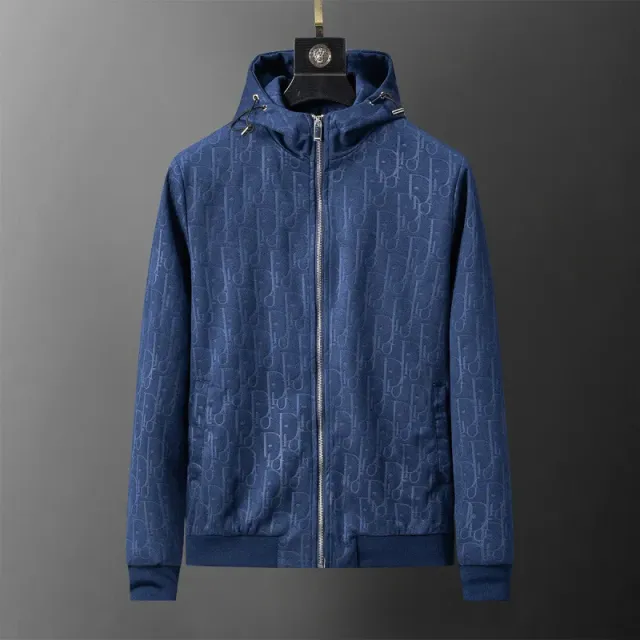 Dior Hooded Zip-Up Jacket Oblique Logo Print