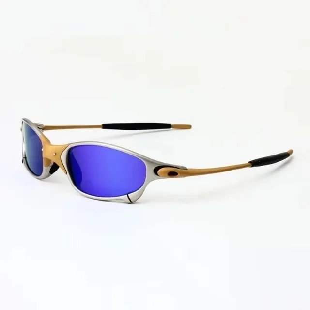 Oakley Sunglasses Metal Frame with Blue Mirror Lens