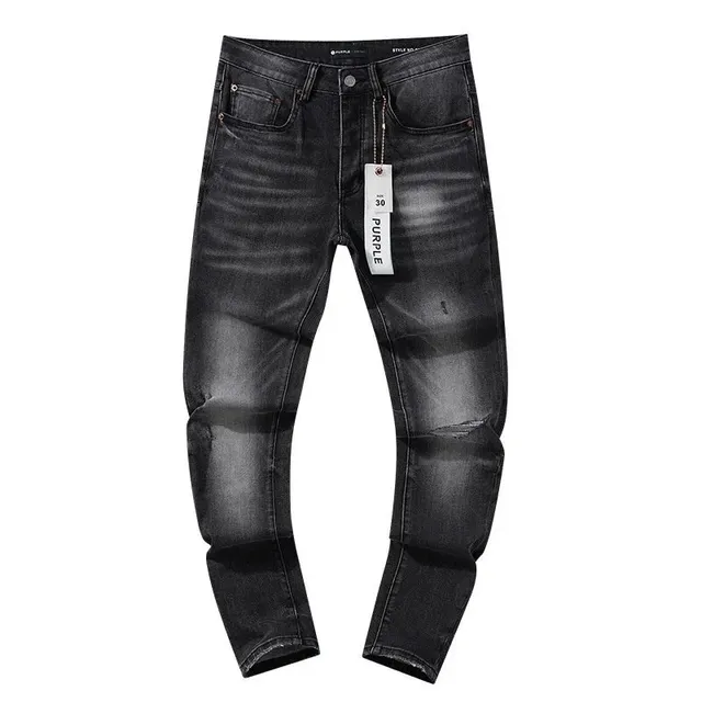 Purple Brand Slim Fit Jeans Distressed Black Wash