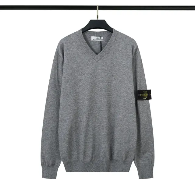 Stone Island V-Neck Sweater Melange Grey
