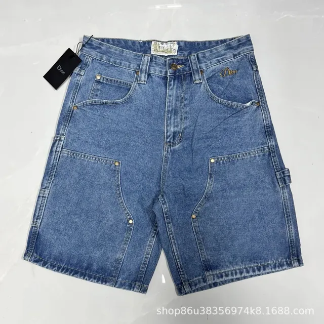 Dime Denim Shorts Gold Logo