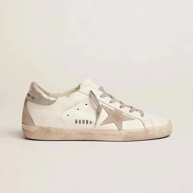 Golden Goose Superstar Distressed White with Metallic Star