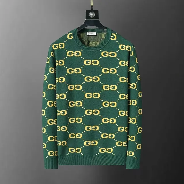 Gucci GG Knit Sweater Green Yellow Logo Pattern