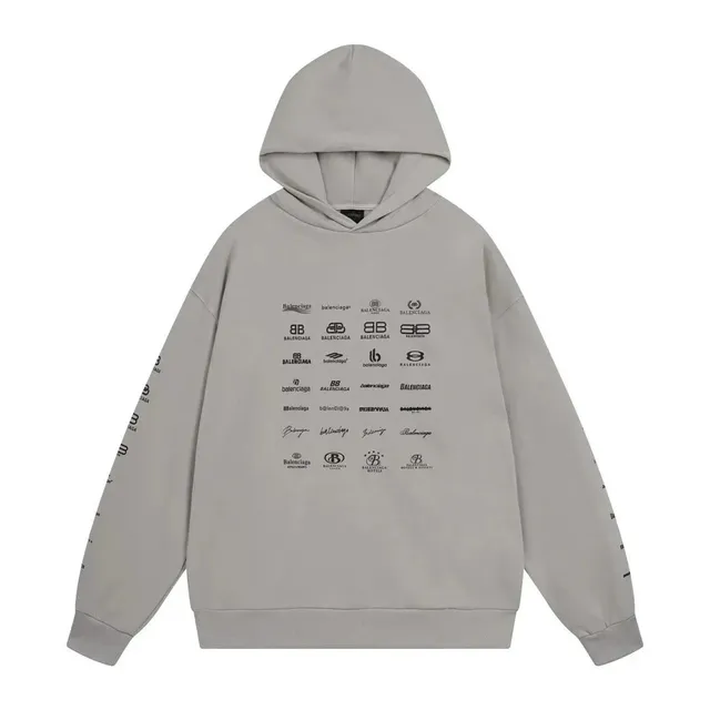 Balenciaga Logo Print Hoodie Multi-Logo
