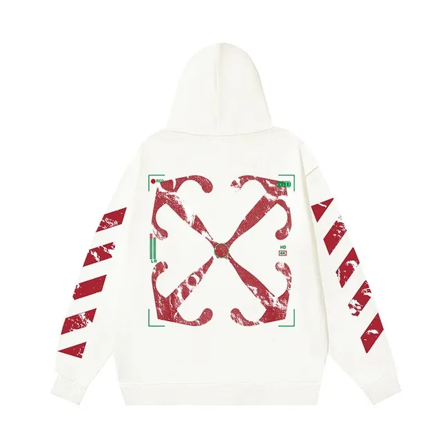 Off-White Zip-Up Hoodie Industrial Diag Print