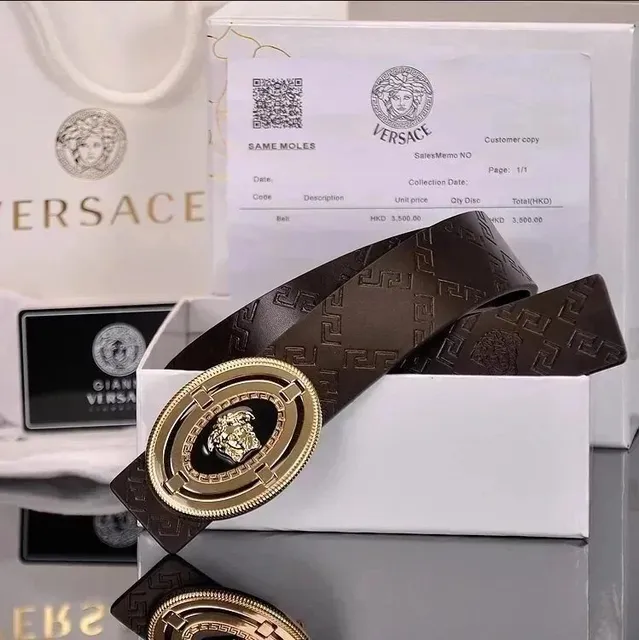 Versace Medusa Belt Brown Leather with Gold-Tone Buckle