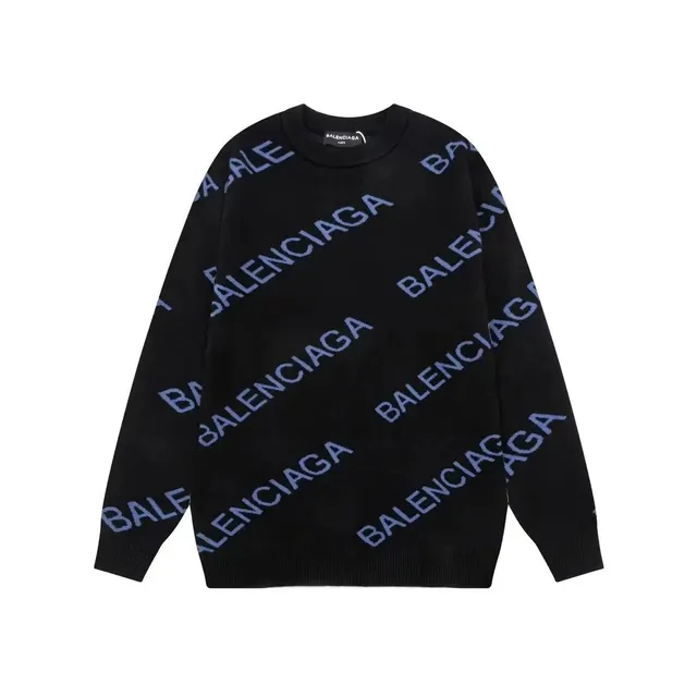 Balenciaga Logo Knit Sweater All-Over Logo