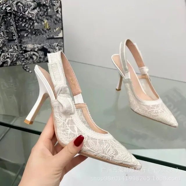 Dior Slingback Heel Lace Embroidery