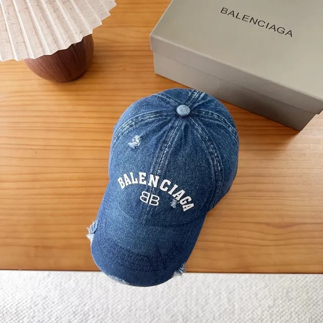 Balenciaga Denim Cap Distressed Logo