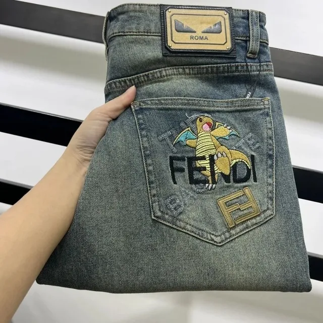 Fendi × Pokémon Denim Jeans Dragonite Embroidery