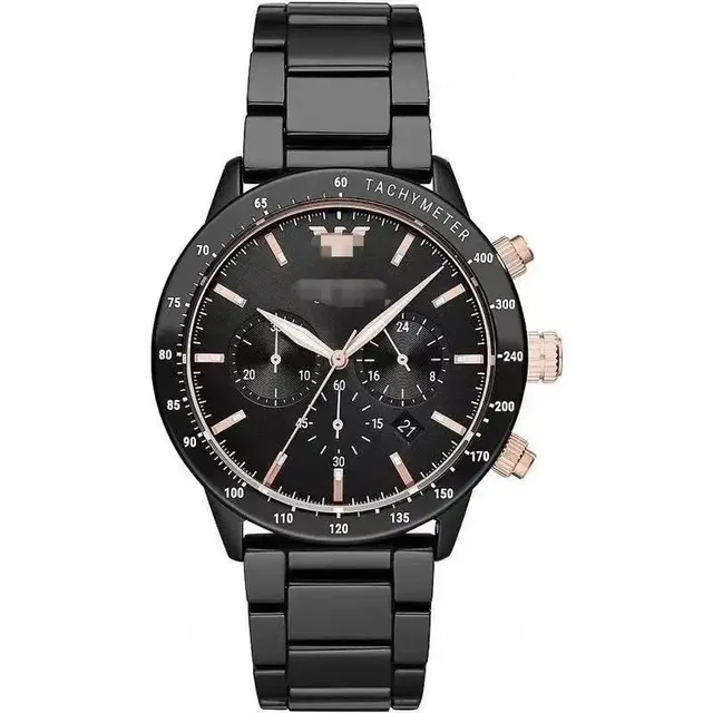 Armani Exchange Chronograph Watch Black Dial with Rose Gold Accents
