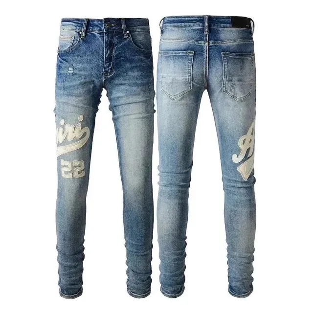Amiri Slim Fit Jeans Distressed Logo Print