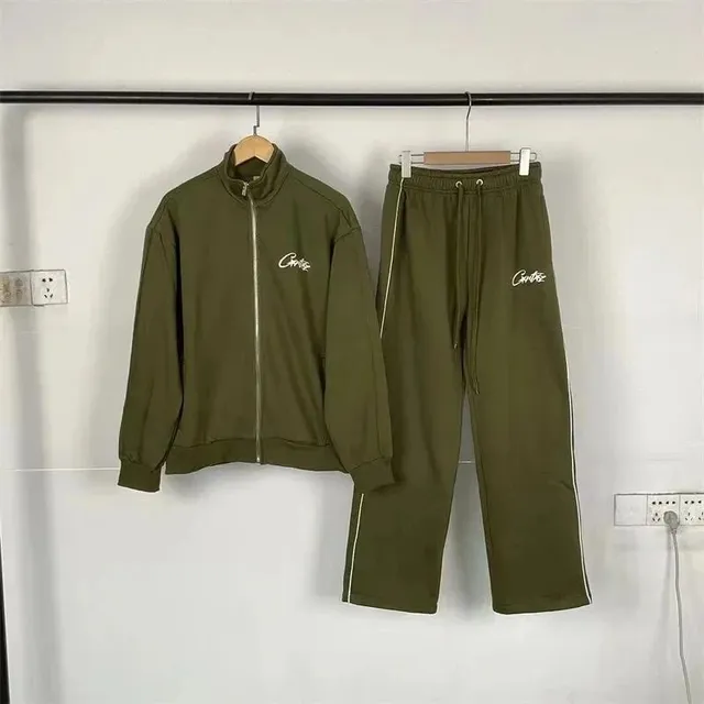 Corteiz Track Suit Olive with White Logo