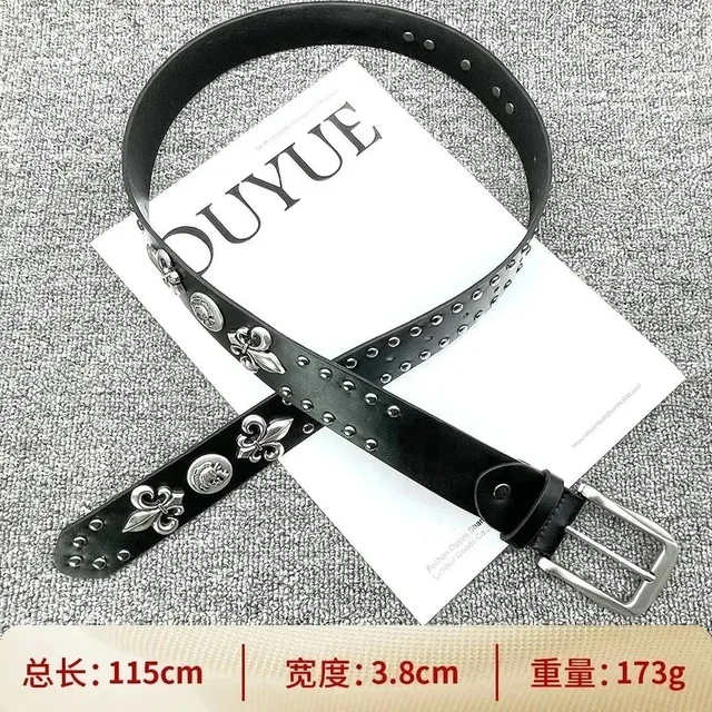 【骷颅头双排钉115cm】十字架腰带