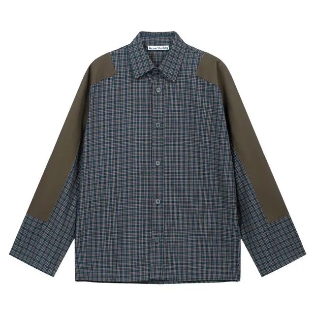Acne Studios Patchwork Shirt Plaid and Solid Panel