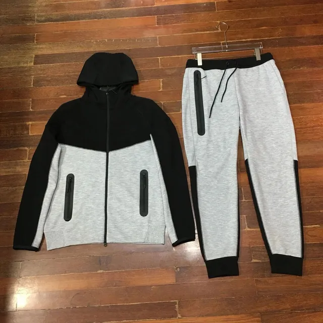 Nike Tech Fleece Hoodie and Joggers Black/Heather Grey