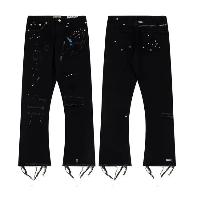 Gallery Dept. 501 Distressed Paint Splatter & Raw Hem