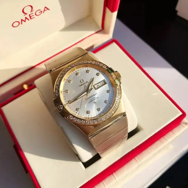 Omega Constellation Co-Axial Chronometer Diamond Bezel with Mother-of-Pearl Dial