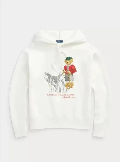Polo Ralph Lauren Polo Bear Hoodie White with Embroidered Bear and Huskies