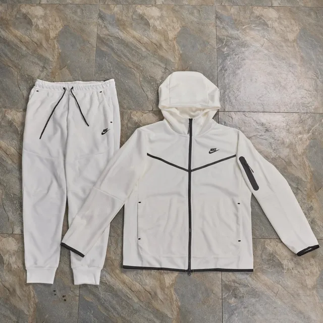 Nike Tech Fleece Hoodie and Joggers White/Black
