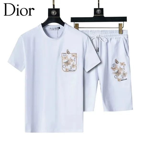 Dior Butterfly-Embroidered Set White with Gold Butterfly Embroidery