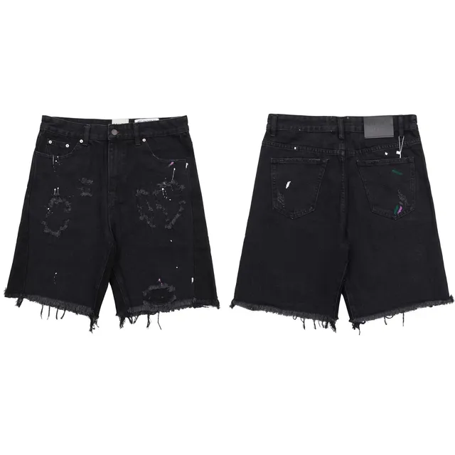 Gallery Dept. Distressed Denim Shorts Paint-Splatter