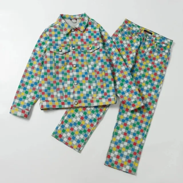 Levi's Denim Jacket and Jeans Set Multicolor Checkerboard