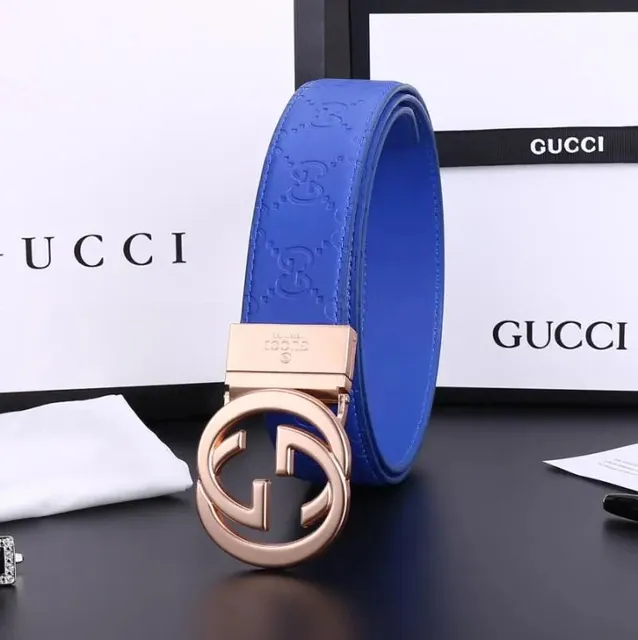 Gucci Horsebit 1955 Belt Blue Leather with Rose Gold Buckle