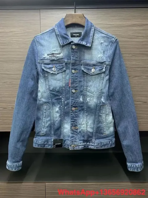Dsquared2 Denim Jacket Distressed Paint-Splatter