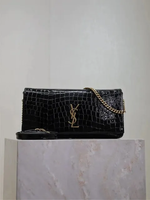 Saint Laurent Niki Crocodile-Embossed