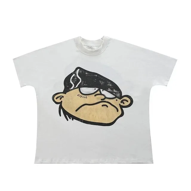 Graphic Tee Cartoon Face Print
