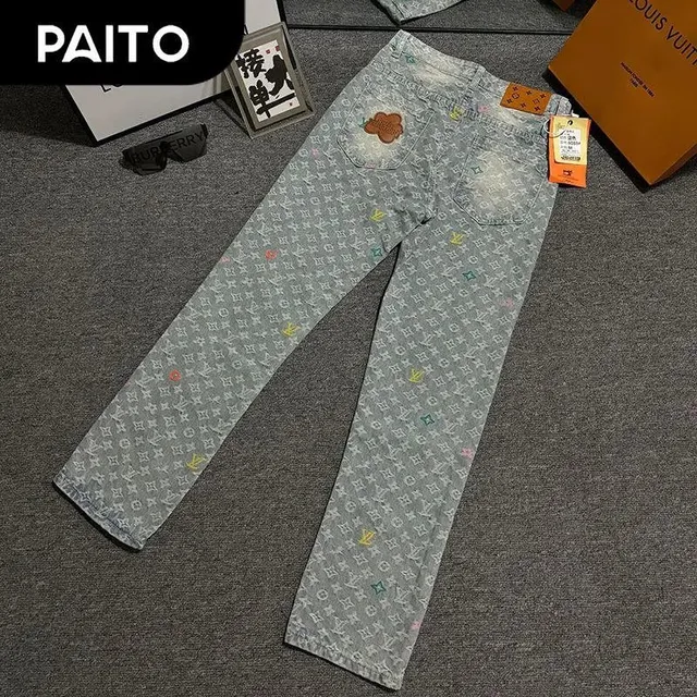 Louis Vuitton Monogram Jeans Multicolor Logo Print