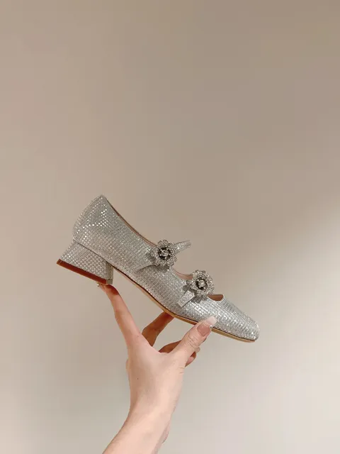 Chanel Mary Jane Heel Crystal-Embellished