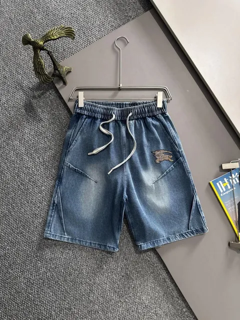 Burberry Denim Shorts Equestrian Knight Patch