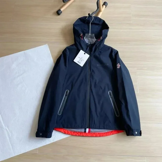 Moncler Hooded Jacket Navy with Red Lining