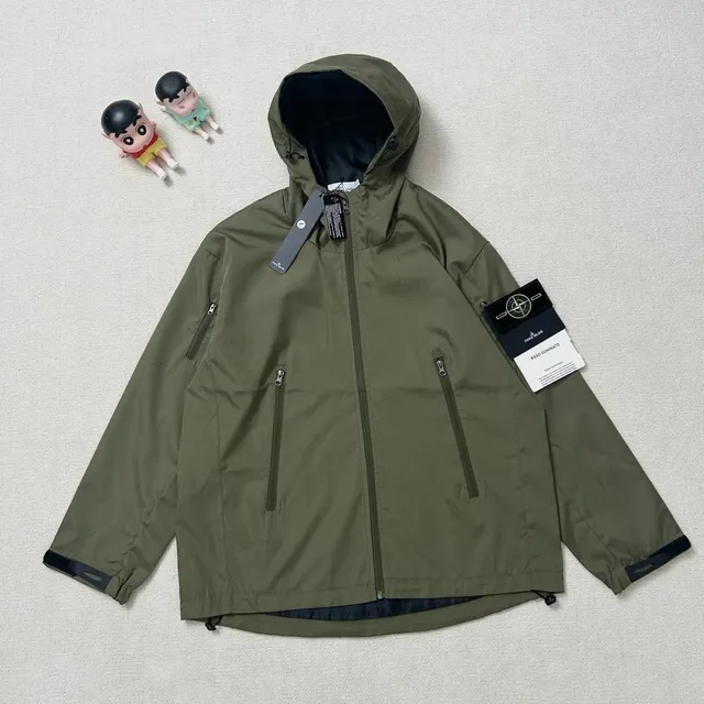 Stone Island Hooded Jacket Olive Green with Black Accents