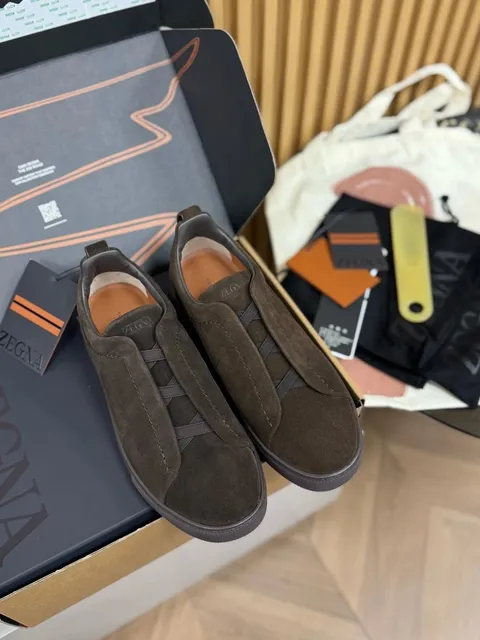 Zegna Triple Stitch Suede Slip-On