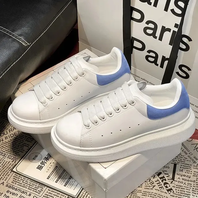 Alexander McQueen Oversized Sneaker White with Blue Heel Tab