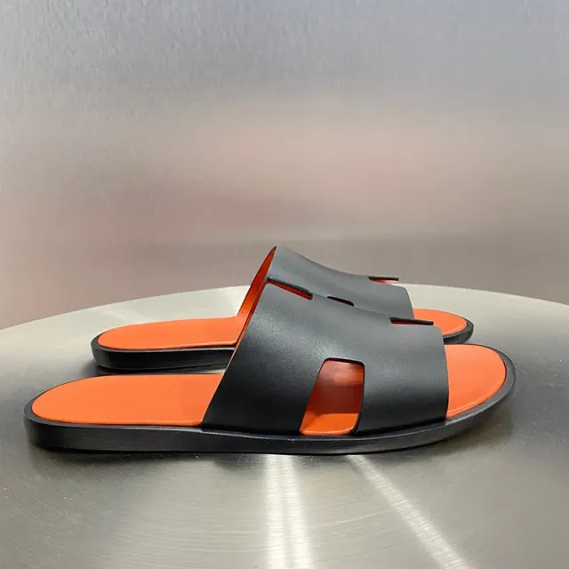 Hermès Oran Slide Black and Orange