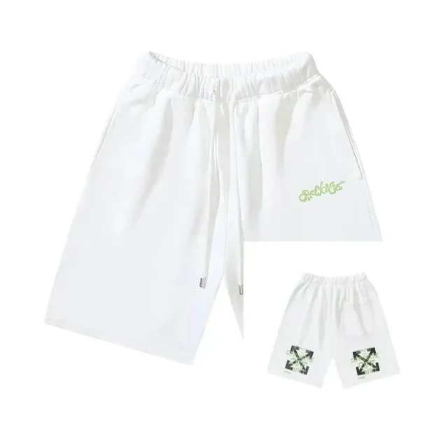 Off-White Logo Shorts White with Green and Black Logo